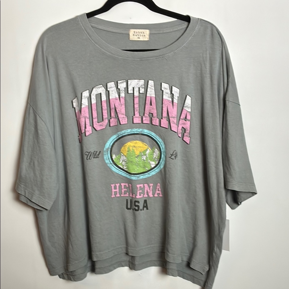 Urban Nation Gray Montana Graphic Cropped Tee - Tshirt